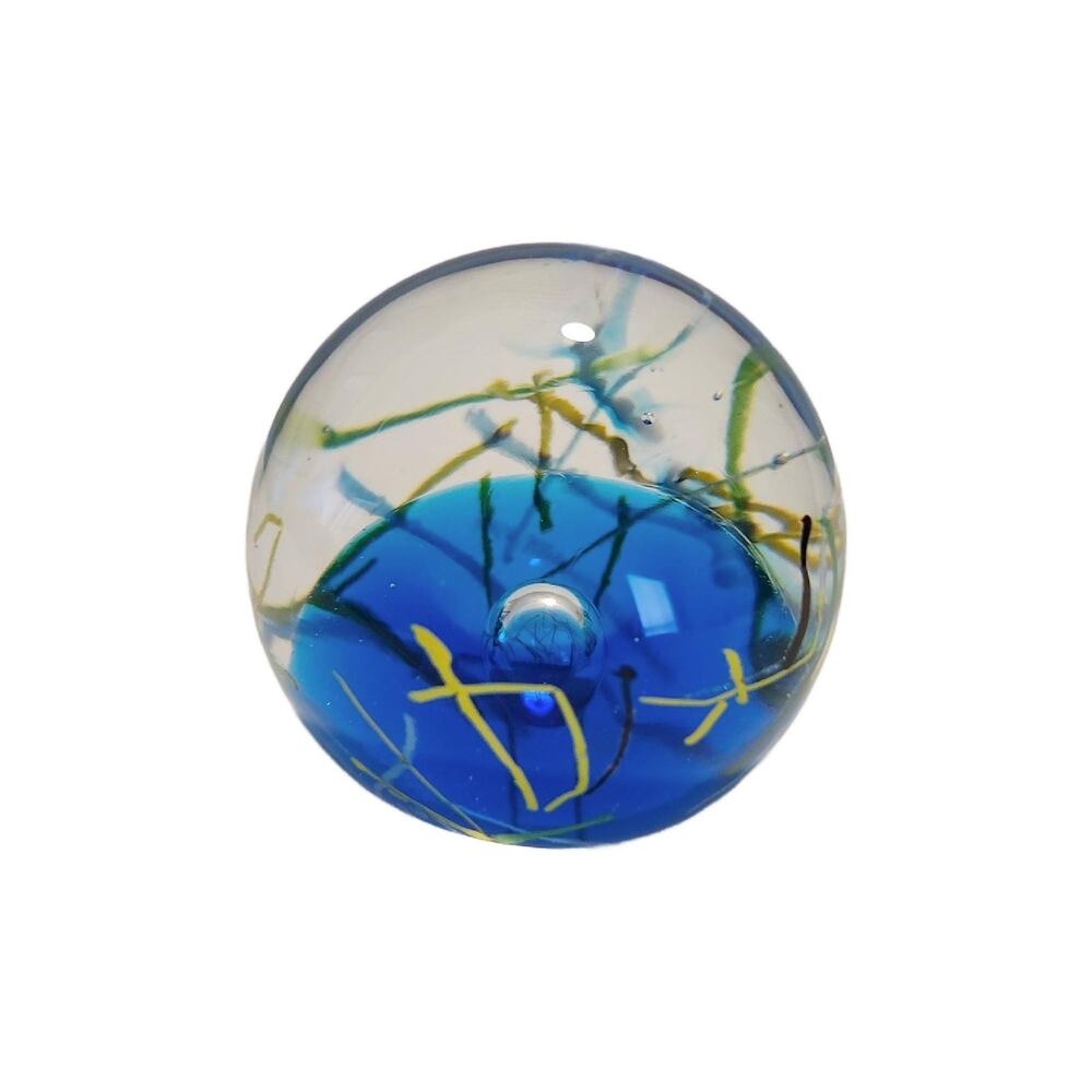 Vintage Hand Blown Glass Sphere with Confetti Streamers, 3" Diameter